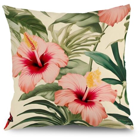 Housse de coussin patio fleurs, décoration salon extérieur,50×50cm