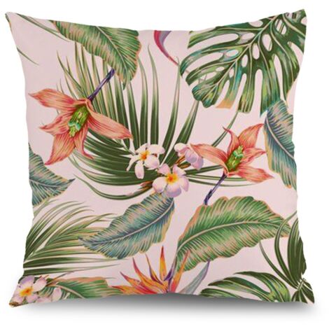 Housse de coussin patio fleurs, décoration terrasse jardin,50×50cm