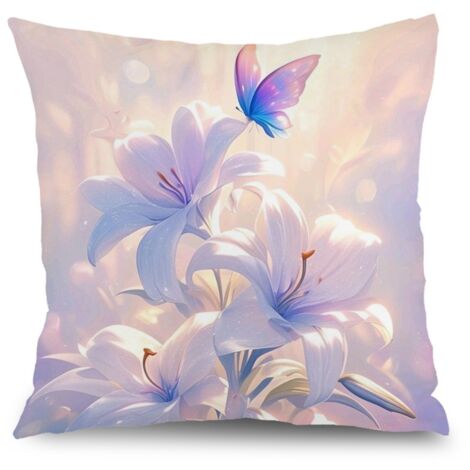 Housse de coussin patio floral, décoration canapé extérieur élégant,40×40cm
