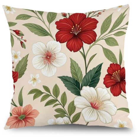 Housse de coussin patio floral, décoration jardin terrasse canapé,40×40cm