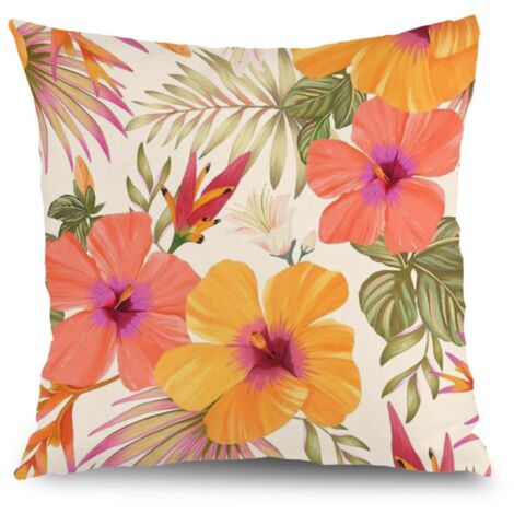 Housse de coussin patio floral, décoration terrasse canapé,50×50cm