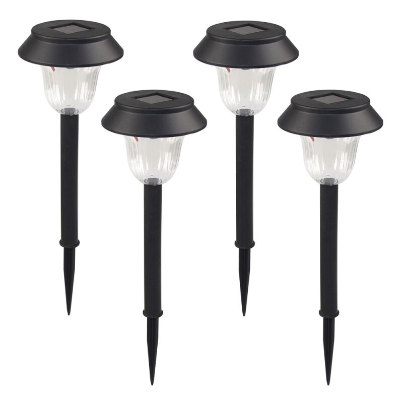 Lot de 4 lampes solaires de jardin à LED blanc chaud pour allée, décoration de jardin, éclairage paysager pour patio, pelouse, allée