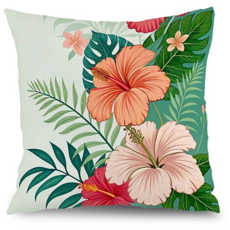 Housse de coussin plantes feuilles vertes, décoration canapé maison,40×40cm