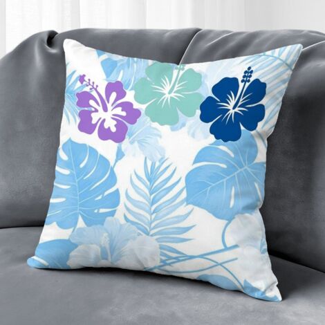 Housse de coussin plantes fleurs, décoration maison style rustique,50×50cm