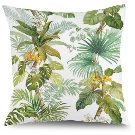Housse de coussin plantes fleurs papillon, décoration canapé extérieur intérieur,45×45cm
