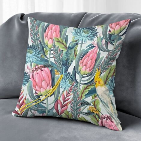 Housse de coussin plantes papillon fleurs, décoration intérieur extérieur,45×45cm