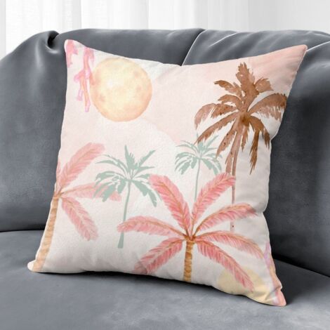 Housse de coussin plantes papillons coton, décoration canapé-lit maison,50×50cm