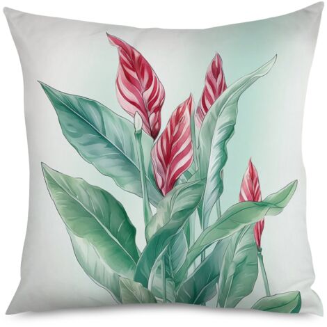 Housse de Coussin Plantes Vertes, Style Naturel