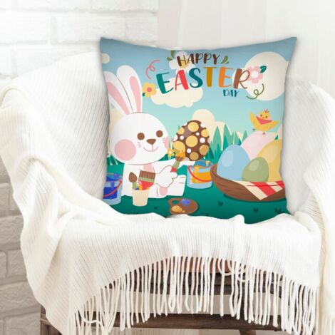 Housse de coussin pour décoration intérieure à fermeture éclair invisible pour canapé, lit, chaise décoratif de ferme pour Pâques