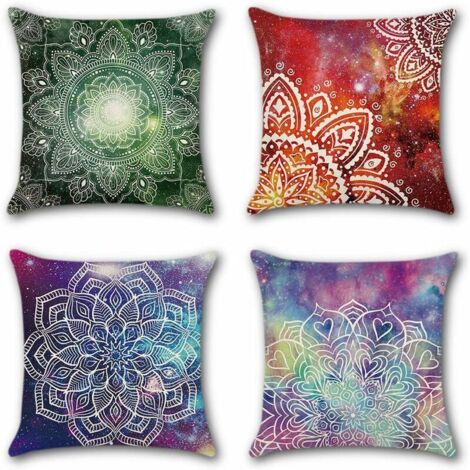 Housse de Coussin Printemps et Mandala Modèle Taie d'oreiller pour Canapé Maison Salon Chambre Décoration D'intérieur, 45x45cm, Ensemble de 4 pièces (Mandala)