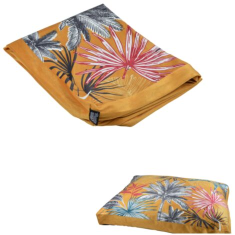 Housse de coussin rectangle avec motifs Lodge - Bords en velours - Jaune - L 100 x 70 cm - Livraison gratuite