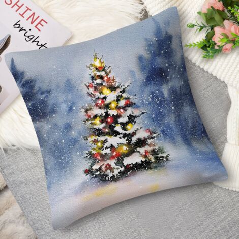 Housse de coussin sapin décoré, guirlande