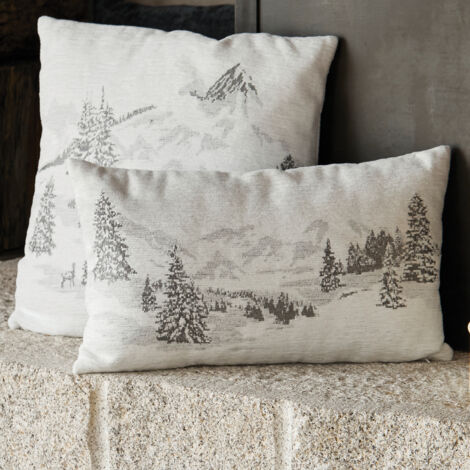 Housse de Coussin Sapins Enneigés Gris clair 30x50 cm