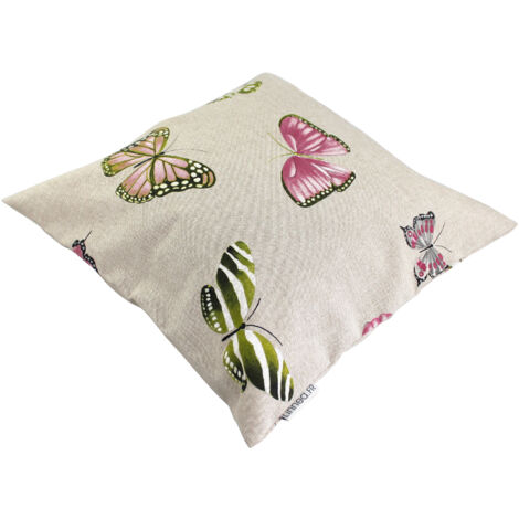 Housse de coussin TERROSSA Papillons roses Polycoton 45x45 cm
