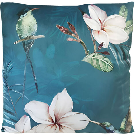 Housse de coussin toucher velours 45 x 45 cm - Colibri