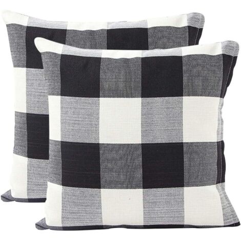 Housse de Coussin Treillis Géométrique d'oreiller pour Canapé Maison Salon Chambre Décoration D'intérieur,45x45cm,Ensemble de 2 pièces(Noir Blanc｜2 pièces)