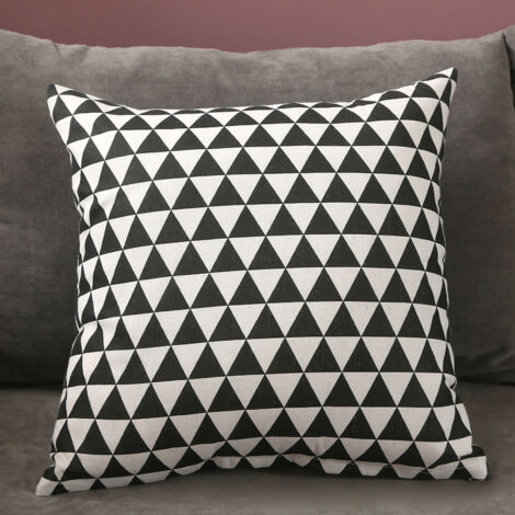 Housse de coussin triangulaire noir 45 cm, décoration scandinave pour salon, textile maison moderne