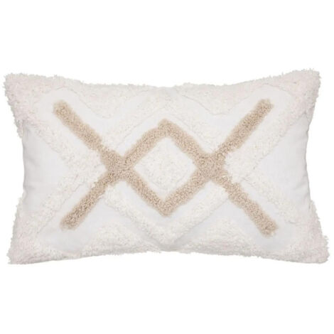 Housse de Coussin "Tufté" 30x50cm Ivoire & Lin