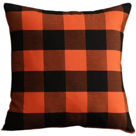 Housse de coussin unie à carreaux pour Halloween, sans rayures centrales, 45 x 45 cm