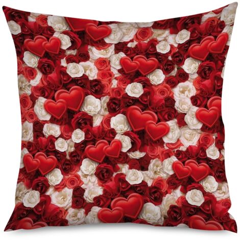Housse de Coussin with cœurs brodés, aspect texturé