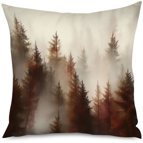Housse de Coussin with motif brume et forêt, 60x60 cm, chic