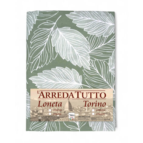 Housse de couverture Green Leaves – Grande écharpe en coton polyvalente – Couvre-lit, housse de canapé – Made in Italy 1 PLACE