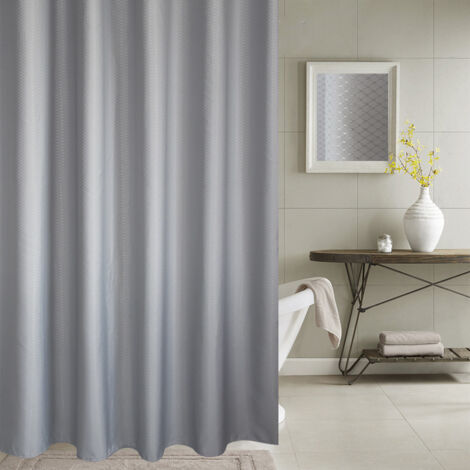 Housse de douche grise argentée, 150 cm de largeur  180 cm de hauteur, imperméable, anti-moisissure, en polyester épais, housse de douche en tissu à motif waffle, rideau de bain, rideau de douche