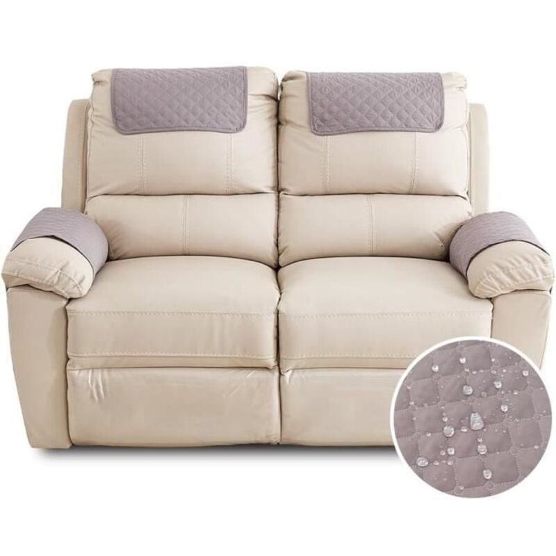 Housse de Fauteuil 2 Place, Canapé Appuie-Tête, Réversible Protégé Canape,Couvre Canapé avec Accoudoirs,Protege Canape Impermeable