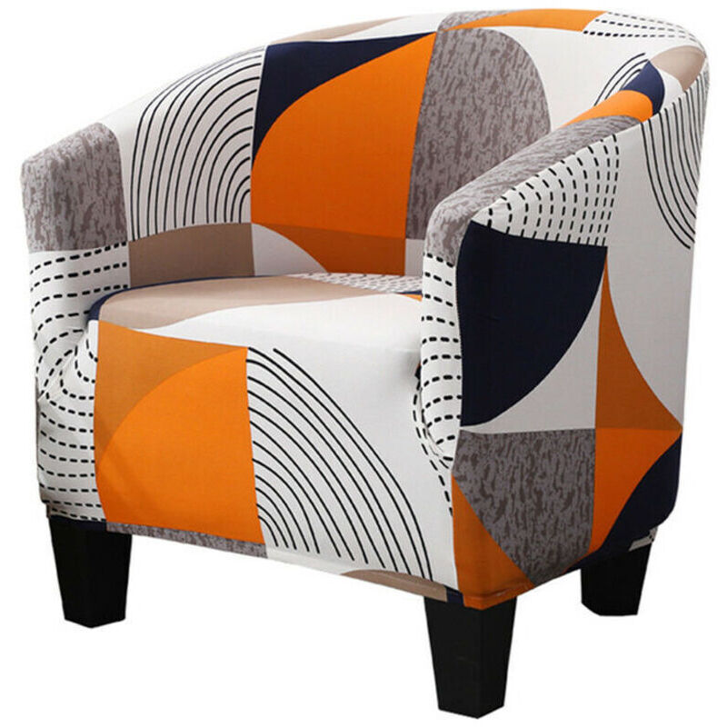 Housse de Fauteuil Cabriolet Imprime phe Motif géométrique Housse de canapé Relax Club Chaise de Baignoire Housse de Fauteuil Extensible Polyester