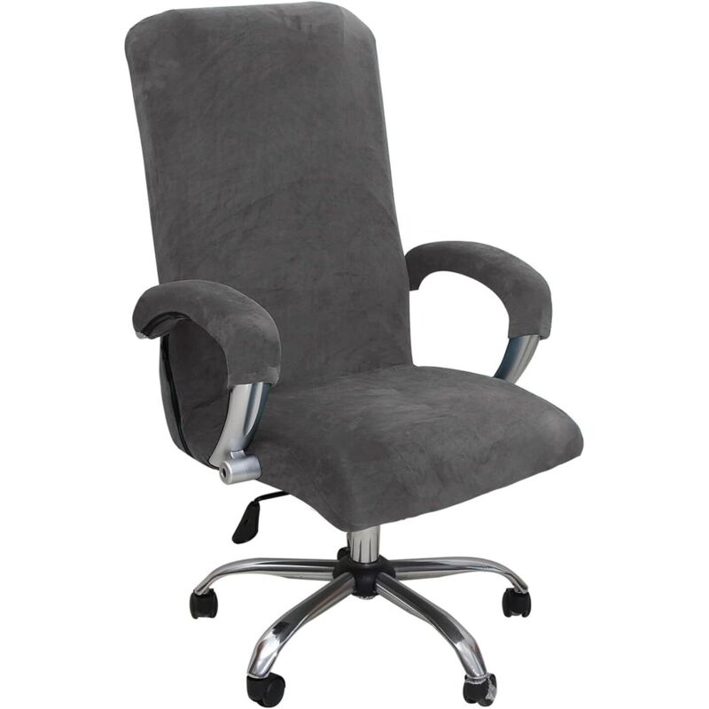 Housse de Fauteuil de Bureau en Velours, Housse de Chaise de Bureau Extensible avec Housse Accoudoir, Universel Housse pour Fauteuil de Bureau