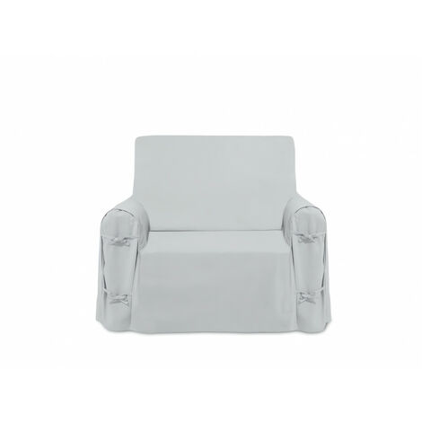 Housse de fauteuil en coton PANAMA gris clair