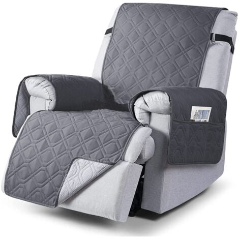 AORSHER Housse de fauteuil inclinable 100 % étanche, housses antidérapantes pour fauteuil inclinable avec poche, housse de chaise inclinable lavable(DARK GRAY)