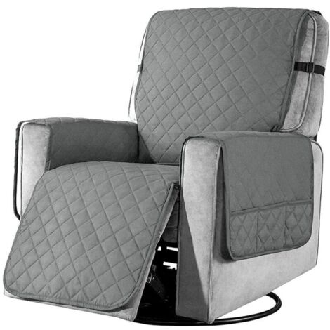 Housse de fauteuil inclinable, canapé 1 place, antidérapante, douce et lavable en machine, idéale pour les familles avec enfants et animaux, petite taille (gris clair).
