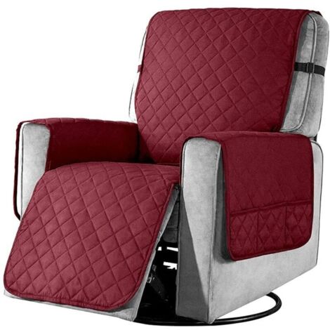 Housse de fauteuil inclinable, canapé 1 place, antidérapante, douce et lavable en machine, idéale pour les familles avec enfants et animaux, petite taille (rouge vin).