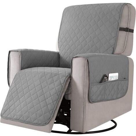 Housse de fauteuil inclinable en microfibres – Conception anti-dérapante – Lavable – Protection contre taches et poils – Gris