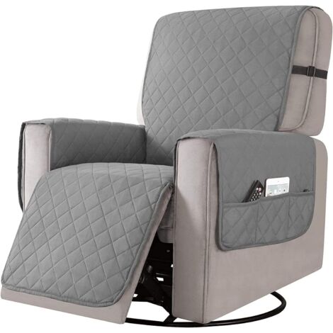 Housse de fauteuil inclinable en microfibres – Conception anti-dérapante – Lavable – Protection contre taches et poils – Gris