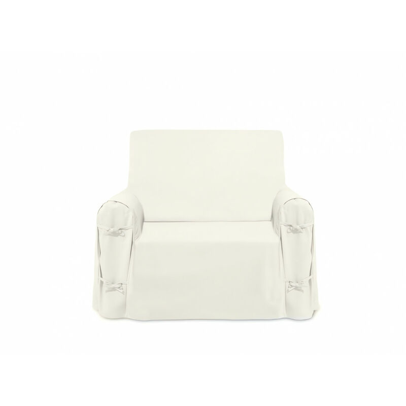 Housse de fauteuil en coton panama écru