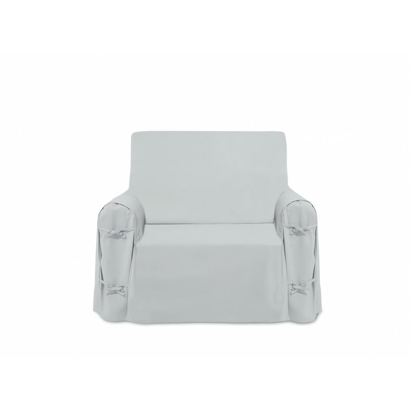 Housse de fauteuil en coton panama gris clair - Gris