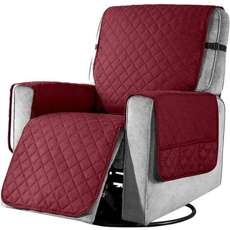 Housse de Fauteuil Relax avec Poche, Couverture de Chaise Canapé Relax, Applicable à Protection Canape Anti-Rayures Chien et Chat, Housse Canapé Imperméable - Bourgogne S