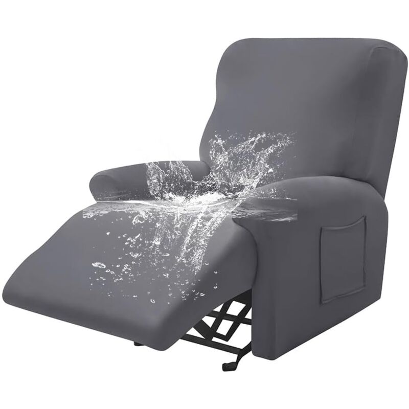 Housse de Fauteuil Relax Imperméable Extensible, Couleur Unie Housse de Canapé Antidérapante avec Poche Latérale, Protege de Meubles Lavable pour