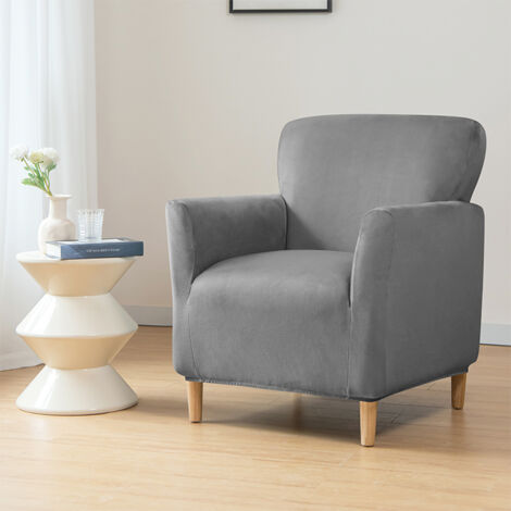 Housse de fauteuil SMALL S, velours, gris foncé