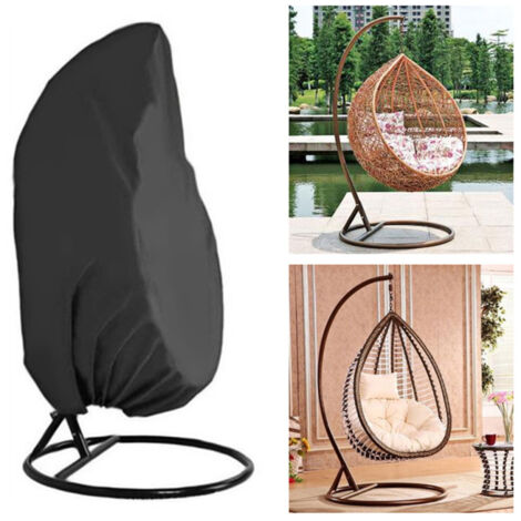 Housse de fauteuil suspendu de jardin, housse imperméable et résistante pour fauteuil suspendu d'extérieur, noire, taille S (115 x 190 cm).