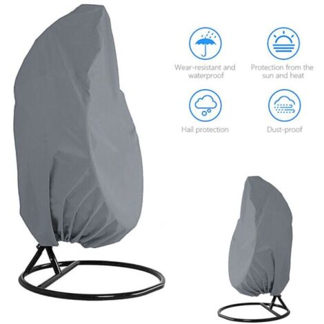 Housse de Fauteuil Suspendu Jardin Rotin Osier Fauteuil Suspendu Imperméable Housse Housse de Protection pour œufs Chaise résistant à l'eau et à la poussière - 190 X115cm (Gris)