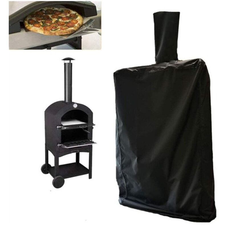 Ymyny - Housse de four à pizza extérieure, housse de protection pour fours de jardin avec cordon, étanche, anti-poussière, noir Oxford 55×65×175Cm