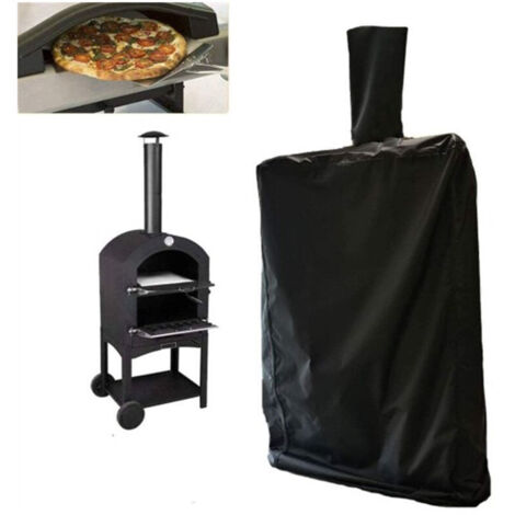 Housse de four à pizza extérieure, housse de protection pour fours de jardin avec cordon, étanche, anti-poussière, noir Oxford 55×65×175Cm