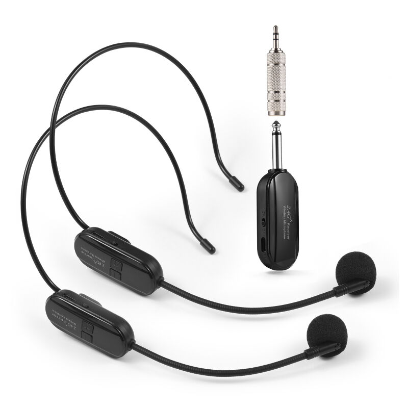 LIFCAUSAL - Microphone Sans Fil 2.4G 50m Double Micro Serre-Tête & Main Ampli Vocal Pro pour Karaoké, Conférences, Coaching Sportif et Visites Guidées
