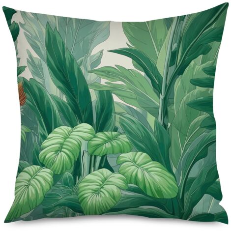 Housse de Housse Coussin Botanique Vert, Décoration Intérieure