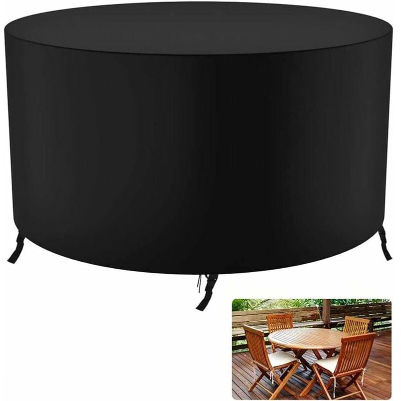 Housse de Jardin Ronde Housse Protection Table Jardin Ronde Jardin Table Housse Imperméable Coupe-Vent Anti-UV Résistant à la Déchirure 210D Oxford