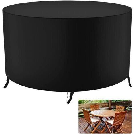 Housse de Jardin Ronde Housse Protection Table Jardin Ronde Jardin Table Housse Imperméable Coupe-Vent Anti-UV Résistant à la Déchirure 210D Oxford Bache Table Jardin Ronde, (142 x 68 cm)