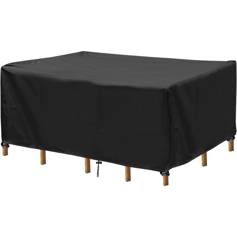 Housse de Jardin Table, Bache Protection Table Imperméable, Salon de Jardin Exterieur Rectangulaire, 242x162x100cm